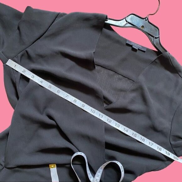 Allsaints Black Wrap Mia Sleeve Top Blouse XS Polyester - Picture 10 of 13